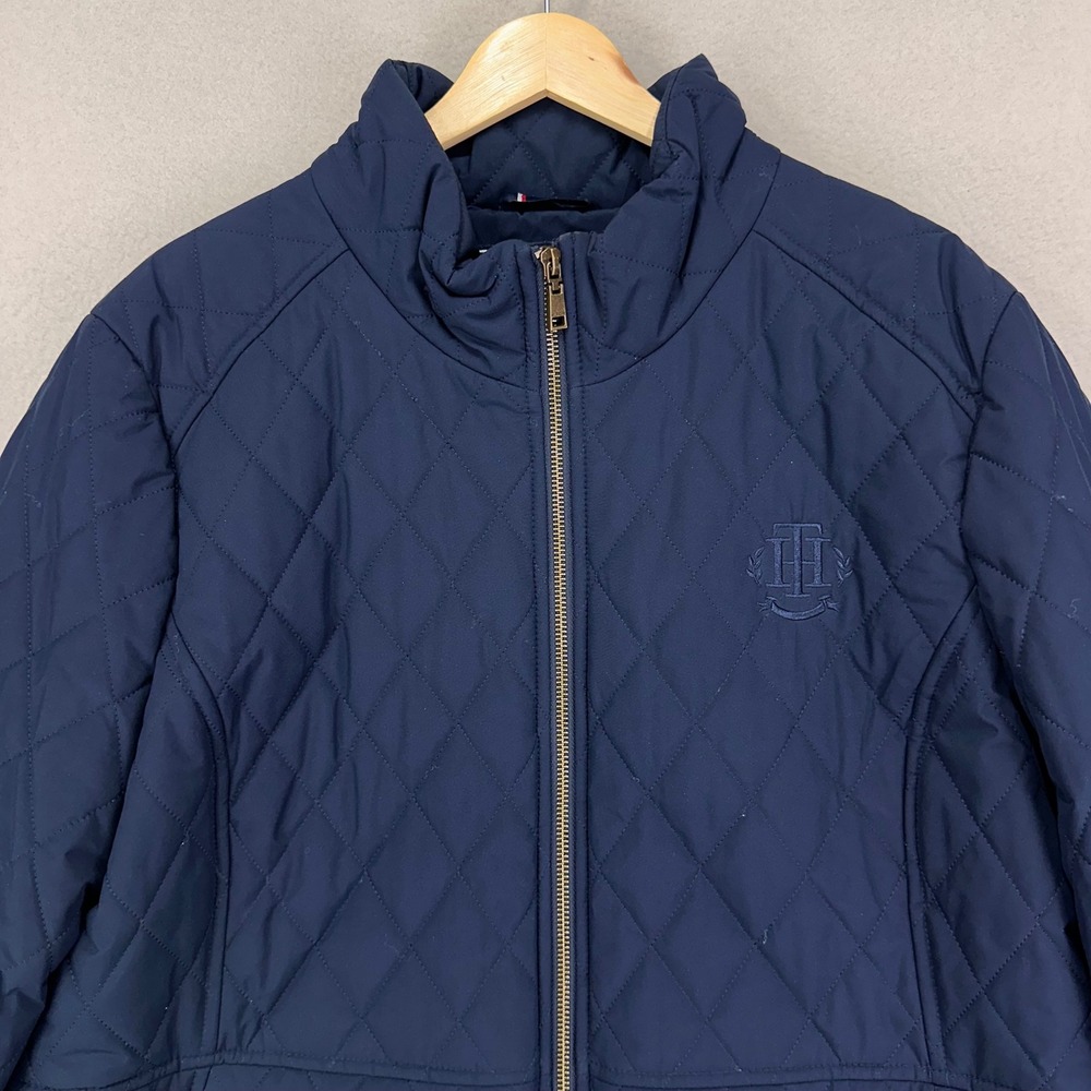 Tommy Hilfiger Quilted Puffer Jacket Womens XL Navy Insulated Casual Preppy Work
